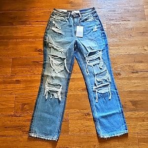 Vervet two-toned distressed jeans